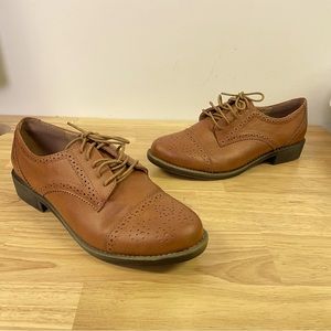 Asos Womens 5 Cap Toe Comfort Shoe Brown Lace Up Heeled Oxford